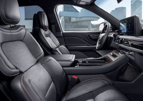The interior of the 2025 Lincoln Aviator® SUV is shown with sleek black accents. | Mark Ficken Lincoln in Charlotte NC
