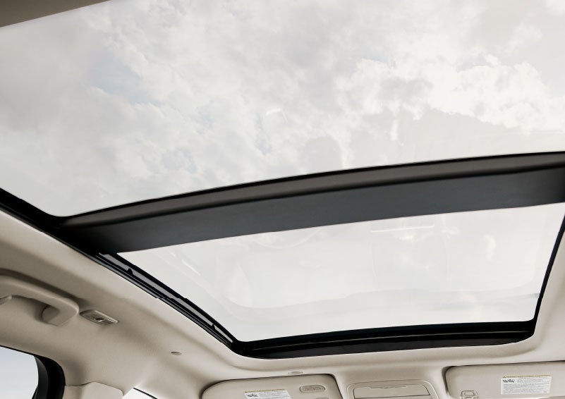 The available panoramic Vista Roof® is shown from inside a 2024 Lincoln Corsair® SUV. | Mark Ficken Lincoln in Charlotte NC