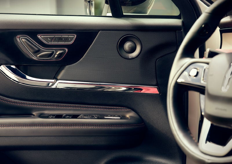 An audio speaker is shown in the driver's side door of a 2024 Lincoln Corsair® SUV. | Mark Ficken Lincoln in Charlotte NC