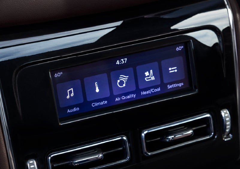 Driver controls like music, temperature, air quality, settings, and heat/cool seats are shown. | Mark Ficken Lincoln in Charlotte NC
